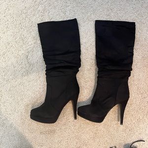 High heel boots , black suede boots